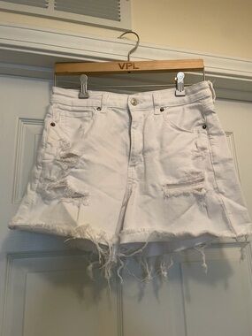 American Eagle Outfitters White Distressed Cutoff Denim Shorts